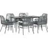 Image de vidaXL Ensemble de jardin 7 pièces avec coussins Gris Poly rotin Verre