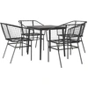 Image de vidaXL Ensemble de salle à manger de jardin 5 pièces en verre de polyrattang noir