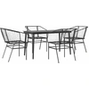Image de vidaXL Ensemble de salle à manger de jardin 5 pièces en verre de polyrattang noir