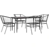 Image de vidaXL Ensemble de salle à manger de jardin 5 pièces en verre de polyrattang noir