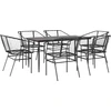 Image de vidaXL Ensemble de salle à manger de jardin 7 pièces en verre de polyrattang noir