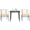 Image de vidaXL Ensemble de jardin-salle à manger 3 pièces verre polyrattan brun