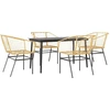 Image de vidaXL Ensemble de salle à manger de jardin 5 pièces verre polyrattan brun