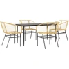Image de vidaXL Ensemble de salle à manger de jardin 5 pièces verre polyrattan brun