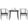 Image de vidaXL Ensemble de jardin 3 pièces avec coussins noir Poly rotin verre