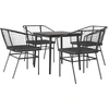 Image de vidaXL Ensemble de jardin 5 pièces avec coussins noir Poly rotin verre