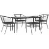 Image de vidaXL Ensemble de jardin 5 pièces avec coussins noir Poly rotin verre