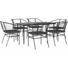 Image de vidaXL Ensemble de jardin 7 pièces avec coussins noir Poly rotin verre