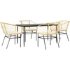 Image de vidaXL Ensemble de jardin 5 pièces avec coussins Marron Poly rotin Verre