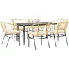 Image de vidaXL Ensemble de jardin 7 pièces avec coussins Marron Poly rotin Verre