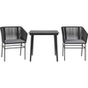 Image de vidaXL Ensemble de jardin 3 pièces avec coussins noir Poly rotin verre