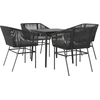 Image de vidaXL Ensemble de jardin 5 pièces avec coussins noir Poly rotin verre