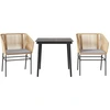 Image de vidaXL Ensemble de jardin 3 pièces avec coussins Marron Poly rotin Verre