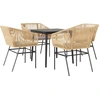 Image de vidaXL Ensemble de jardin 5 pièces avec coussins Marron Poly rotin Verre
