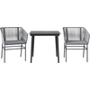 Image de vidaXL Ensemble de jardin 3 pièces avec coussins Gris Poly rotin Verre