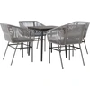 Image de vidaXL Ensemble de jardin 5 pièces avec coussins Gris Poly rotin Verre