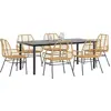 Image de vidaXL Ensemble de salle à manger de jardin 7 pièces verre polyrattan brun
