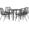 Image de vidaXL Ensemble de jardin 5 pièces avec coussins noir Poly rotin verre