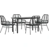 Image de vidaXL Ensemble de jardin 5 pièces avec coussins noir Poly rotin verre
