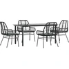 Image de vidaXL Ensemble de jardin 5 pièces avec coussins noir Poly rotin verre