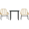 Image de vidaXL Ensemble de jardin 3 pièces avec coussins Marron Poly rotin Verre