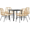 Image de vidaXL Ensemble de jardin 5 pièces avec coussins Marron Poly rotin Verre