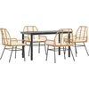 Image de vidaXL Ensemble de jardin 5 pièces avec coussins Marron Poly rotin Verre