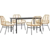Image de vidaXL Ensemble de jardin 5 pièces avec coussins Marron Poly rotin Verre