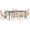 Image de vidaXL Ensemble de jardin 7 pièces avec coussins Marron Poly rotin Verre