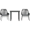 Image de vidaXL Ensemble de jardin 3 pièces avec coussins noir Poly rotin verre