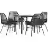 Image de vidaXL Ensemble de jardin 5 pièces avec coussins noir Poly rotin verre