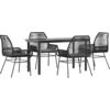 Image de vidaXL Ensemble de jardin 5 pièces avec coussins noir Poly rotin verre