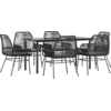 Image de vidaXL Ensemble de jardin 7 pièces avec coussins noir Poly rotin verre