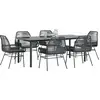 Image de vidaXL Ensemble de jardin 7 pièces avec coussins noir Poly rotin verre