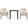 Image de vidaXL Ensemble de jardin 3 pièces avec coussins Marron Poly rotin Verre