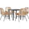 Image de vidaXL Ensemble de jardin 5 pièces avec coussins Marron Poly rotin Verre