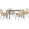 Image de vidaXL Ensemble de jardin 5 pièces avec coussins Marron Poly rotin Verre