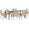 Image de vidaXL Ensemble de jardin 7 pièces avec coussins Marron Poly rotin Verre