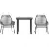Image de vidaXL Ensemble de jardin 3 pièces avec coussins Gris Poly rotin Verre