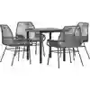 Image de vidaXL Ensemble de jardin 5 pièces avec coussins Gris Poly rotin Verre