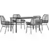 Image de vidaXL Ensemble de jardin 5 pièces avec coussins Gris Poly rotin Verre