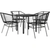 Image de vidaXL Ensemble de salle à manger de jardin 5 pièces en verre de polyrattang noir