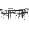 Image de vidaXL Ensemble de salle à manger de jardin 5 pièces en verre de polyrattang noir