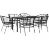 Image de vidaXL Ensemble de salle à manger de jardin 7 pièces en verre de polyrattang noir