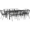 Image de vidaXL Ensemble de salle à manger de jardin 9 pièces en verre de polyrattang noir