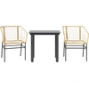Image de vidaXL Ensemble de jardin-salle à manger 3 pièces verre polyrattan brun