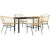 Image de vidaXL Ensemble de salle à manger de jardin 5 pièces verre polyrattan brun