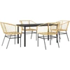 Image de vidaXL Ensemble de salle à manger de jardin 5 pièces verre polyrattan brun