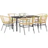Image de vidaXL Ensemble de salle à manger de jardin 7 pièces verre polyrattan brun