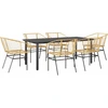 Image de vidaXL Ensemble de salle à manger de jardin 7 pièces verre polyrattan brun